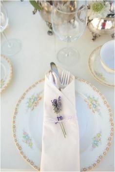 Lovely lavender place setting.   Photography: Katrina Amburgey Photography - www.kamburgeyphot... Photography: Casey Chancellor Ray From Phrecklefacephotography - www.phrecklefacep...