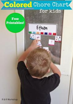 DIY Colored Chore Chart for Kids- Free Printables! #diy #chorechart