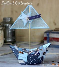 DIY Sailboat Centerpiece  #babyshower #silhouetteamerica