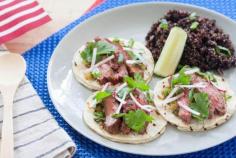 Grilled Steak Tacos with Roasted Salsa Verde & Black Quinoa "Pilaf"