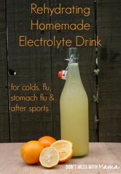 Homemade Electrolyte Drink - Natural Sports Drink #health #homemade #recipe - DontMesswithMama.com