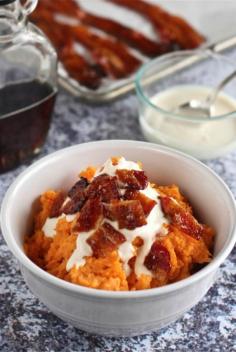 Sweet Potatoes with Miso Bacon and Maple Creme Fraiche  | The Hopeless Housewife