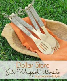 Fast and Easy Jute Wrapped Utensils.  Whip up a set in no time!  www.uncommondesig...