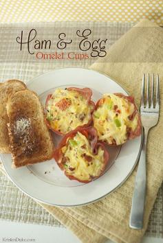 Ham and Egg Omelet Cups Recipe - great for breakfast or dinner meal! KristenDuke.com