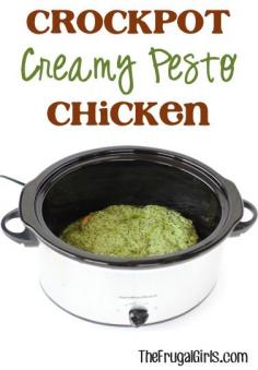 Crockpot Creamy Pesto Chicken Recipe! ~ from TheFrugalGirls.com ~ go grab your Slow Cooker and get ready for the most delicious Chicken Dinner!! #slowcooker #recipes #thefrugalgirls