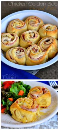 Chicken Cordon Bleu Crescent Rolls make dinner easy and your family happy! | MomOnTimeout.com