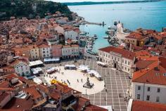 St. George's Church has a bell tower that you can climb that gives you this great view of Tartini Square. Discovered by JulieK at The St. George Church, Piran, Slovenia