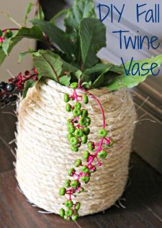 DIY Fall Twine Vase - so cheap and easy