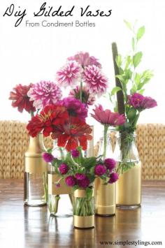 DIY Gilded Vases From Condiment Bottles www.simplestyling...