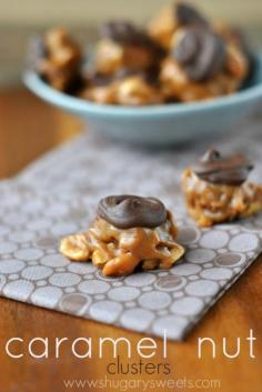 Caramel Nut Clusters: easy, delicious caramel, almond, peanut, pecan and chocolate clusters!