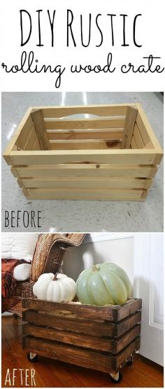 DIY Rolling Crate - So easy to make & all of the items were found at walmart!
