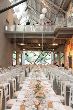 industrial wedding reception, photo by SheWanders ruffledblog.com/... #weddingreception #weddings