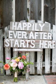 Happily ever after, photo by Amber Lynn Photography ruffledblog.com/... #weddingsigns #signage