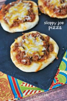 Sloppy Joe Pizza using dinner rolls and an easy ground turkey sloppy joe sauce!