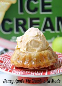 It's easy to make Honey Apple Pie Bowls a la Mode with ready-made pie crust and pie bowl pan. Grab a spoon! At littlmisscelebrat...