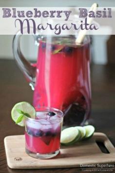 Blueberry Basil Margaritas - only 5 ingredients!
