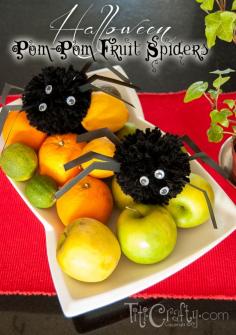 Halloween Pom-pom Fruit Spiders Tutorial