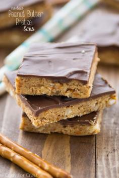 No Bake Peanut Butter Pretzel Bars - better than a peanut butter cup!