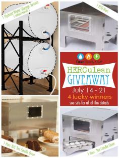 HERCulean Giveaway of 3 Tea Candle Ovens and Water Storage system from Titan Ready USA. Giveaway ends 7/21.