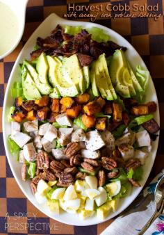 Harvest Cobb Salad with Creamy Corn & Poblano Dressing | ASpicyPerspective... #salad #dinner #kitchenaid