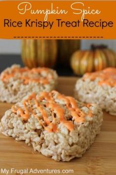 Pumpkin Spice Rice Krispy Treats-- so fast and so fun for class parties or fall birthdays!