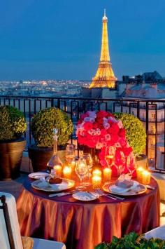 Four Seasons Hotel George V, view of Eiffel Tower Paris France