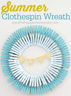 DIY Summer Clothespin Wreath using @Glidden Paint