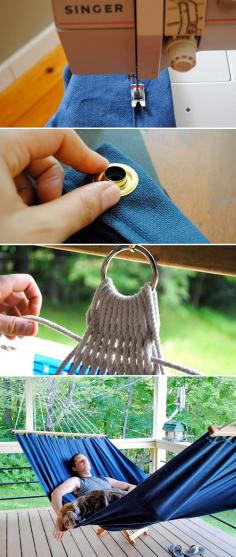 DIY Hammocks • Projects and Tutorials! Including, from 'the little dog blog', this very good step by step diy hammock project.
