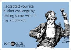 I accepted your ice bucket challenge by chilling some wine in my ice bucket.