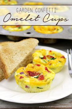 Garden Confetti Omelet Cups. So easy and my whole family loved them! Easy to make ahead and reheat! #sponsored