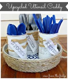 Upcycled Tin Can Utensil Caddy  |  View From The Fridge