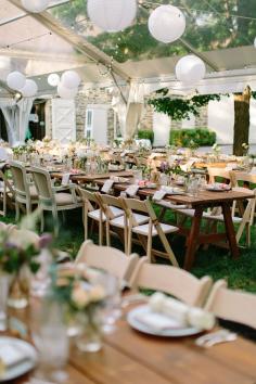 garden wedding reception, photo by The More We See ruffledblog.com/... #weddingreception #weddingideas