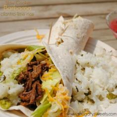 Slow Cooker Barbacoa with cilantro lime rice. No need for takeout! #copycat #chipotle