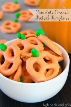 Chocolate Covered Pretzel Pumpkins