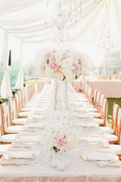 Tablescape with pink and gold details: www.stylemepretty... | Photography: Onelove Photography - www.onelove-photo...