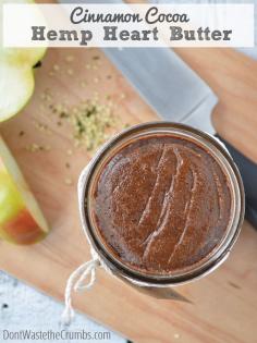 A creamy, cinnamon-y, chocolate-y smooth hemp heart butter that folks with or without nut allergies will love.  Featuring hemp seeds, it's the perfect nut-free butter for your pantry!  :: DontWastetheCrumb... #realfood #recipe