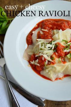 Easy Cheesy Chicken Ravioli - Sugar Dish Me