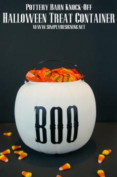 Pottery Barn Knock-Off Halloween Treat Containers | #halloween #halloweencraft #potterybarnknockoff