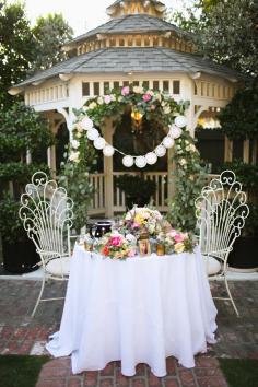 garden reception, photo by Adrienne Gunde ruffledblog.com/... #weddingideas #backyardwedding