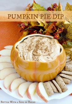 Pumpkin Pie Dip~ you just need 5 ingredients and 5 minutes to make this sweet dip! #recipe #pumpkin Butter With A Side of Bread