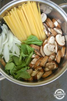 one pot pasta with mushrooms and spinach