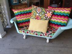 Cast iron tub upcycled into a couch