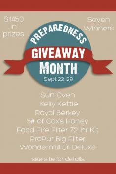 Mom with a PREP | MEGA Preparedness Month Giveaway featuring Royal Berkey, Sun Oven, Wondermill, Cox's Honey, ProPur, Kelly Kettle and more!