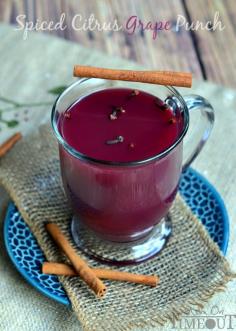 This Hot Spiced Citrus Grape Punch is the perfect beverage to serve up at your holiday celebrations! | MomOnTimeout.com #beverage #punch #recipe