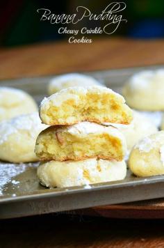 Banana Pudding Chewy Crinkle Cookies | from willcookforsmiles...