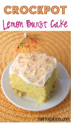 Crockpot Lemon Burst Cake Recipe! ~ from TheFrugalGirls.com ~ this simple Slow Cooker cake is so easy to make, moist, and delicious!! #slowcooker #recipes #thefrugalgirls
