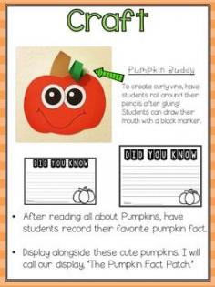 Create the "Pumpkin Fact Patch" with this craft and Pumpkin Unit!