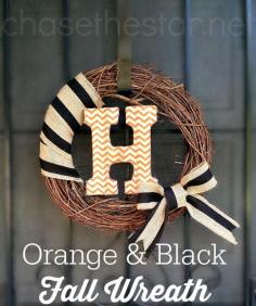 Orange and Black Fall Wreath via Chase the Star