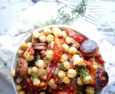 mediterranean chicken sausage and chickpea salad