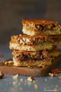 Pecan Pie Bars are like a favorite holiday pie in a bar form. They have a shortbread crust, a gooey center and crunchy pecan topping!